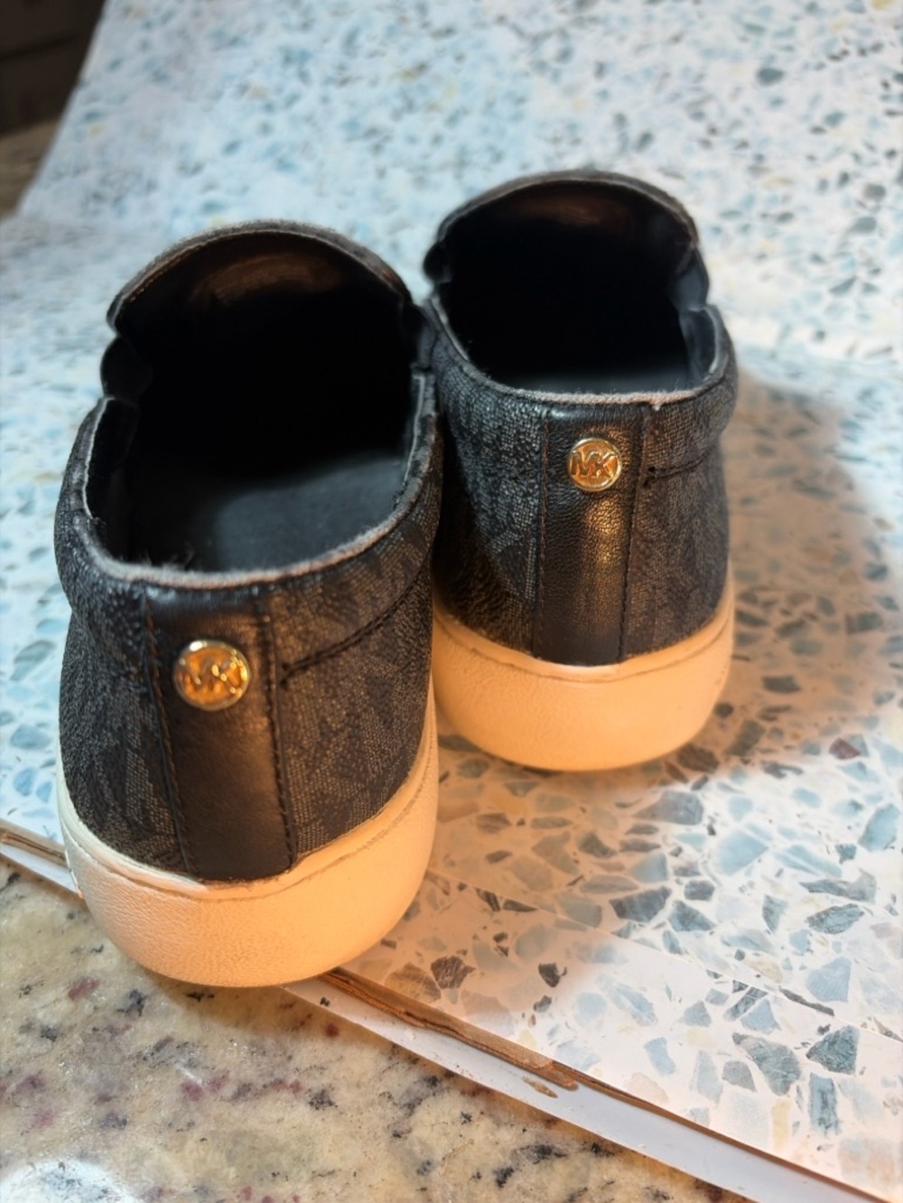 Michael Kors Slip-On Sneakers MK Logo Brown Canvas Women’s 6.5 - Picture 4 of 6